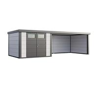 Caseta para jardín Classico 3030 con salón XL a la derecha (Medidas ext. (An x Pr): 782 x 318 cm, Acero, Blanco/Antracita, Sin set)