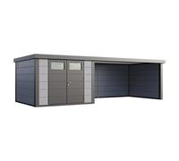 Caseta para jardín Classico 3030 con salón XL a la derecha (Medidas ext. (An x Pr): 782 x 318 cm, Acero, Gris claro/Antracita, Sin set)