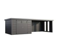 Caseta para jardín Classico 3030 con salón XL a la derecha y 2 ventanas (Medidas ext. (An x Pr): 782 x 318 cm, Acero, Antracita, Sin set)