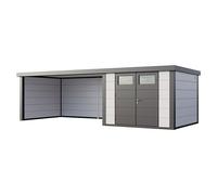 Caseta para jardín Classico 3030 con salón XL a la izquierda (Medidas ext. (An x Pr): 782 x 318 cm, Acero, Blanco/Antracita, Sin set)