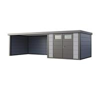 Caseta para jardín Classico 3030 con salón XL a la izquierda (Medidas ext. (An x Pr): 782 x 318 cm, Acero, Gris claro/Antracita, Sin set)