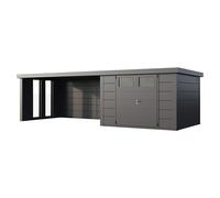 Caseta para jardín Classico 3030 con salón XL a la izquierda y 2 ventanas (Medidas ext. (An x Pr): 782 x 318 cm, Acero, Antracita, Sin set)