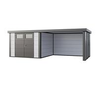 Caseta para jardín Classico 3330 con salón a la derecha y 2 ventanas (Medidas ext. (An x Pr): 692 x 318 cm, Acero, Blanco/Antracita, Sin set)