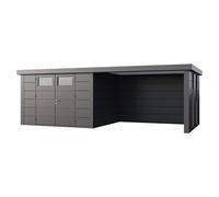 Caseta para jardín Classico 3330 con salón a la derecha y 2 ventanas (Medidas ext. (An x Pr): 692 x 318 cm, Acero, Antracita, Sin set)