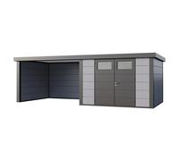 Caseta para jardín Classico 3330 con salón a la izquierda (Medidas ext. (An x Pr): 692 x 318 cm, Acero, Gris claro/Antracita, Sin set)