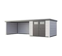 Caseta para jardín Classico 3330 con salón XL a la izquierda (Medidas ext. (An x Pr): 812 x 318 cm, Acero, Blanco, Sin set)