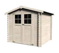 Caseta de madera milovic de 230x203x213 cm y 4.37 m2 con 19 mm espesor y doble puerta abatible decor et jardin