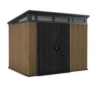 Keter Caseta de jardín Pent 9 x 7 Venetian, Efecto Madera Natural con láminas, 6 m², 227 x 218 x 226 cm