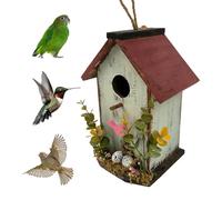 Caseta para pájaros de exterior, casetas para pájaros de madera, bonitas casetas para pájaros colgantes de madera para exteriores, elegante jaula para pájaros, decoración protectora multifuncional