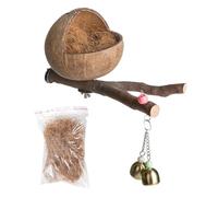 Caseta para pájaros tropical - Caja nido hecha a mano de cáscara de coco, refugio sostenible para periquitos, nido de pájaros de cáscara de coco natural, acogedora protección para pájaros, resistente