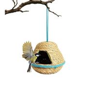 Caseta para pájaros y moscas, cabaña trenzada a mano para colgar | Cabaña para pájaros - Para Conure, Calopsitte Elegante, Inseparable, Canario, Guacamayo, Loro Gris De África, Pinzón Y Jardín
