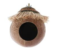 Caseta para periquitos, cobertizo de coco natural, escondite colgante para