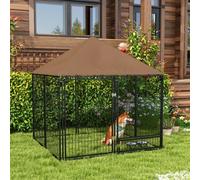 Caseta para Perros Pawhut para Exteriores, de Metal y Tela Oxford, con Soporte para Comedero y Techo Resistente a la Intemperie, Área Espaciosa XL