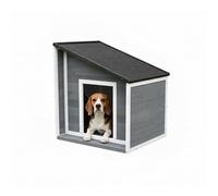 Caseta para Perros Relaxdays, Madera, Impermeable, Techo abatible, HBT: 77 x 71 x 58 cm, Gris/Blanco