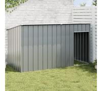 Caseta perros con tejado acero galvanizado gris 196x91x110 cm