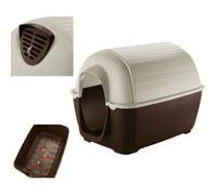 Ferplast Caseta de Exterior para Perros Kenny 07, Resina termoplástica Resistente a los Golpes y a los Rayos UV, Sistema de Drenaje de líquidos, Rejilla de ventilación, 80 x 111,6 x h 80 cm