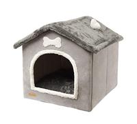 Caseta plegable para perros de interior con funda extraíble, acogedora cama de felpa para perros y gatos pequeños y medianos, casa de mascotas cálida y portátil