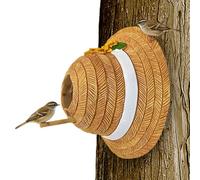 Casetas de resina para exteriores con forma de sombrero de paja, caseta de resina con forma de sombrero de paja | Casa de los dioses en el patio | para Bluebird Wren Giardin
