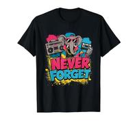 Casete Boom Box con diseño de Elefante de los años 80, Nunca Olvides Camiseta gráfica económica, Hombre, Negro, XL