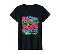 Casete Boom Box con diseño de Elefante de los años 80, Nunca Olvides Camiseta gráfica económica, Mujer, Negro, M