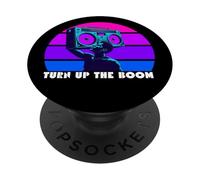 Casete de música Retro Boombox de los 80, Turn Up The Boon PopSockets PopGrip Adhesivo