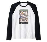 Casete retro de los años ochenta amante de la música 1980 Camiseta Manga Raglan