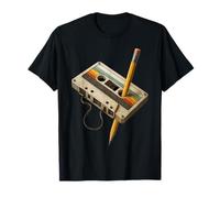 Casete retro y lápiz divertido 80s 90s Mixtape Nostalgia Camiseta