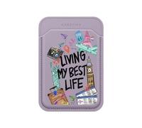 CASETiFY BioVeg - Cartera [compatible con Magsafe] - Alrededor del mundo - Lila/Verde Oscuro