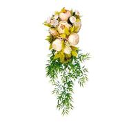 Casetlong 1 Pieza decoración del hogar Boda Plantas de Hojas Verdes Hierba en Maceta Flores Artificiales Patio Festival cumpleaños