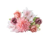 Casetlong 2/4 Uds Flor Artificial Rosa de Seda florero for el hogar decoración jardín al Aire Libre Día San Valentín Novia Boda DIY Accesorios fotografía(Color 1,2PCS)