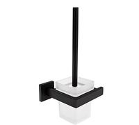 CASEWIND portaescobillas Inodoro Negro Mate escobilla para Inodoro Montaje en Pared Set de portaescobillas de Acero Inoxidable con Taladro