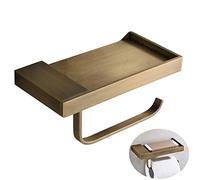 CASEWIND Portarrollos de latón, portarrollos Vintage, portarrollos con Estante, Soporte para teléfono móvil, Montaje en Pared para Inodoro