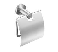 CASEWIND Portarrollos de papel higiénico con tapa, soporte de papel higiénico cepillado, trefilado de acero inoxidable, soporte para rollos de baño, montaje en pared