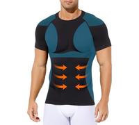 Casey Kevin Camisa Compresión Hombre Manga Corta, Faja Reductora Compresión Adelgazante para Hombre, Camisetas Interiores Delgadas para Abdominales Body Shaper