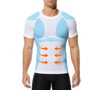 Casey Kevin Camisa Compresión Hombre Manga Corta, Faja Reductora Compresión Adelgazante para Hombre, Camisetas Interiores Delgadas para Abdominales Body Shaper