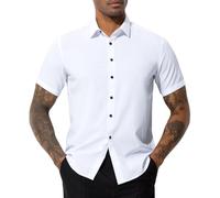 Casey Kevin Camisa Manga Corta Hombre Camisas de Vestir Formal de Negocios Camiseta Traje Slim Fit Dress Shirt