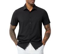 Casey Kevin Camisa Manga Corta Hombre Camisas de Vestir Formal de Negocios Camiseta Traje Slim Fit Dress Shirt