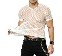 Casey Kevin Camiseta Malla Transparente Hombre, Sexy Muscle T-Shirts Negro Chaleco