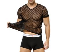 Casey Kevin Camiseta Malla Transparente Hombre, Sexy Muscle T-Shirts Negro Chaleco