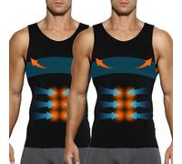 Casey Kevin Faja Chaleco Hombre (Pack de 2) Camiseta Reductora Compresión Camisa de Compresión Slim para Hombres Alta Elasticidad Body Shaper Chaleco S-XXL