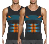 Casey Kevin Faja Chaleco Hombre (Pack de 2) Camiseta Reductora Compresión Camisa de Compresión Slim para Hombres Alta Elasticidad Body Shaper Chaleco S-XXL