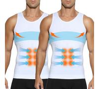 Casey Kevin Faja Chaleco Hombre (Pack de 2) Camiseta Reductora Compresión Camisa de Compresión Slim para Hombres Alta Elasticidad Body Shaper Chaleco S-XXL