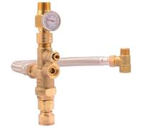 Cash Acme Calentador de agua termostático de 3/4 pulgadas con medidor de temperatura y manguera trenzada, aplicación doméstica y comercial, tubo PEX, PE-RT, CPVC, cobre, 24644