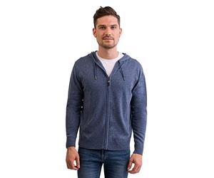 CASH-MERE.CH Hoodie | Sudadera con Capucha et Cremallera para Hombre 100% De Cachemira (Azul/Jeans, S)
