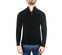 CASH-MERE.CH Jersey | Sudadera de Cuello con Cremallera para Hombre 100% De Cachemira (Negro, XL)