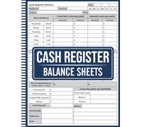 Cash Register Balance Sheets: Cashier Log Book for Daily Drawer Count, Currency, Coin, & Deposit Record Forms, Daily Sales Tracking and Accounting Ledger, Cash Counting Record Sheet