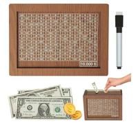 Cash Vault Wooden Savings Box for 1000/2000/3000/5000/10000, Coin Counter Piggy Bank with Money Target and Numbers, Money Saving Challenge Box for Adults