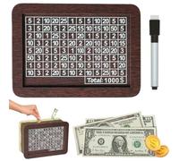 Cash Vault Wooden Savings Box for 1000/2000/3000/5000/10000, Coin Counter Piggy Bank with Money Target and Numbers, Money Saving Challenge Box for Adults