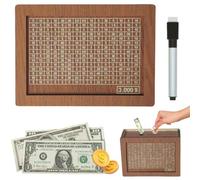 Cash Vault Wooden Savings Box for 1000/2000/3000/5000/10000, Coin Counter Piggy Bank with Money Target and Numbers, Money Saving Challenge Box for Adults
