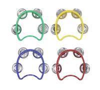 CashBeat Paquete de 4 panderetas de mano con 4 cascabeles cada una, mini instrumentos de percusión de media luna de plástico para adultos, clase de música escolar, banda y fiesta